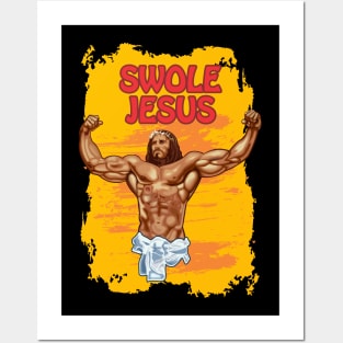 Hallowed be thy gains - Swole Jesus - Jesus is your homie so remember to pray to become swole af! - Round sunset Posters and Art